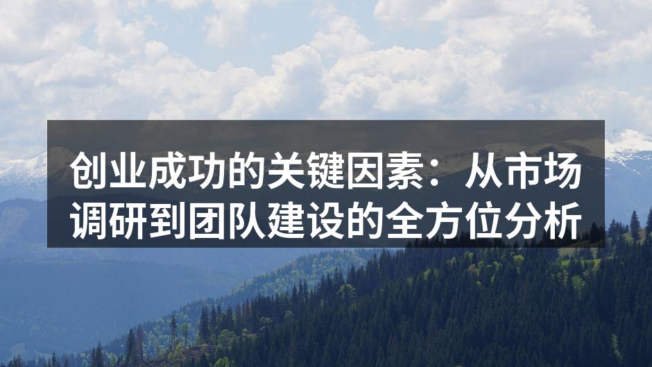 创业成功的关键因素：从市场调研到团队建设的全方位分析
